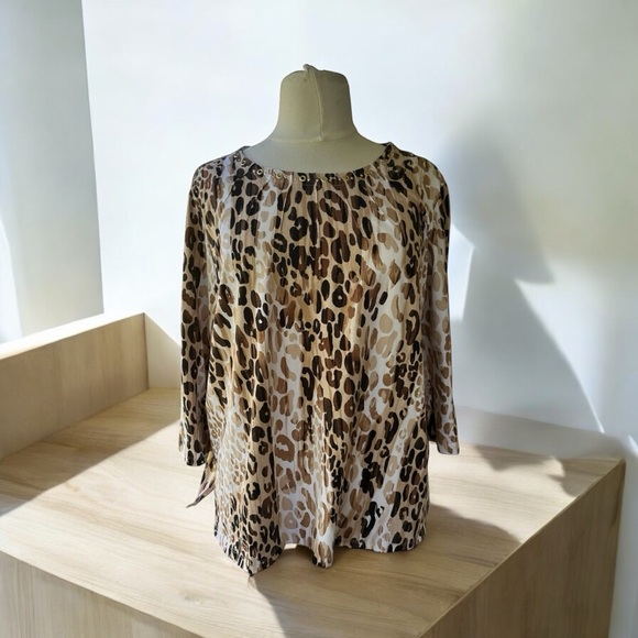 Alfred Dunner Leopard Print Women's Plus size 2X Pull Over Blouse - Picture 1 of 5